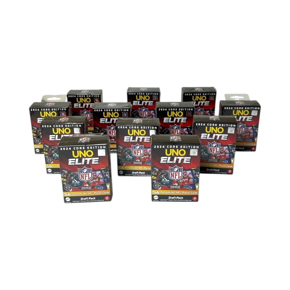 Lot of 12 UNO NFL Elite 2024 Core Edition Draft Pack 55 Player  & 4 Foils Cards